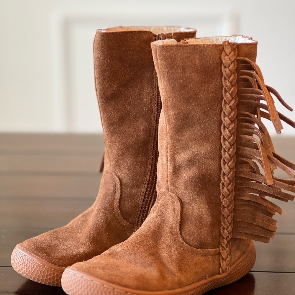 LIVIE & LUCA Brown Suede Fringe Boots - Toddler Size 12